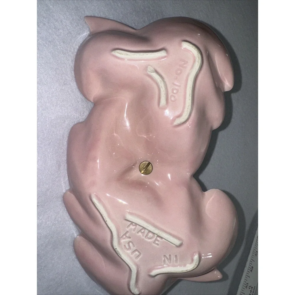 Vtg MCM USA Pottery Divided Sectioned BlushLeaf Ceramic Candy Dish Handle No 100